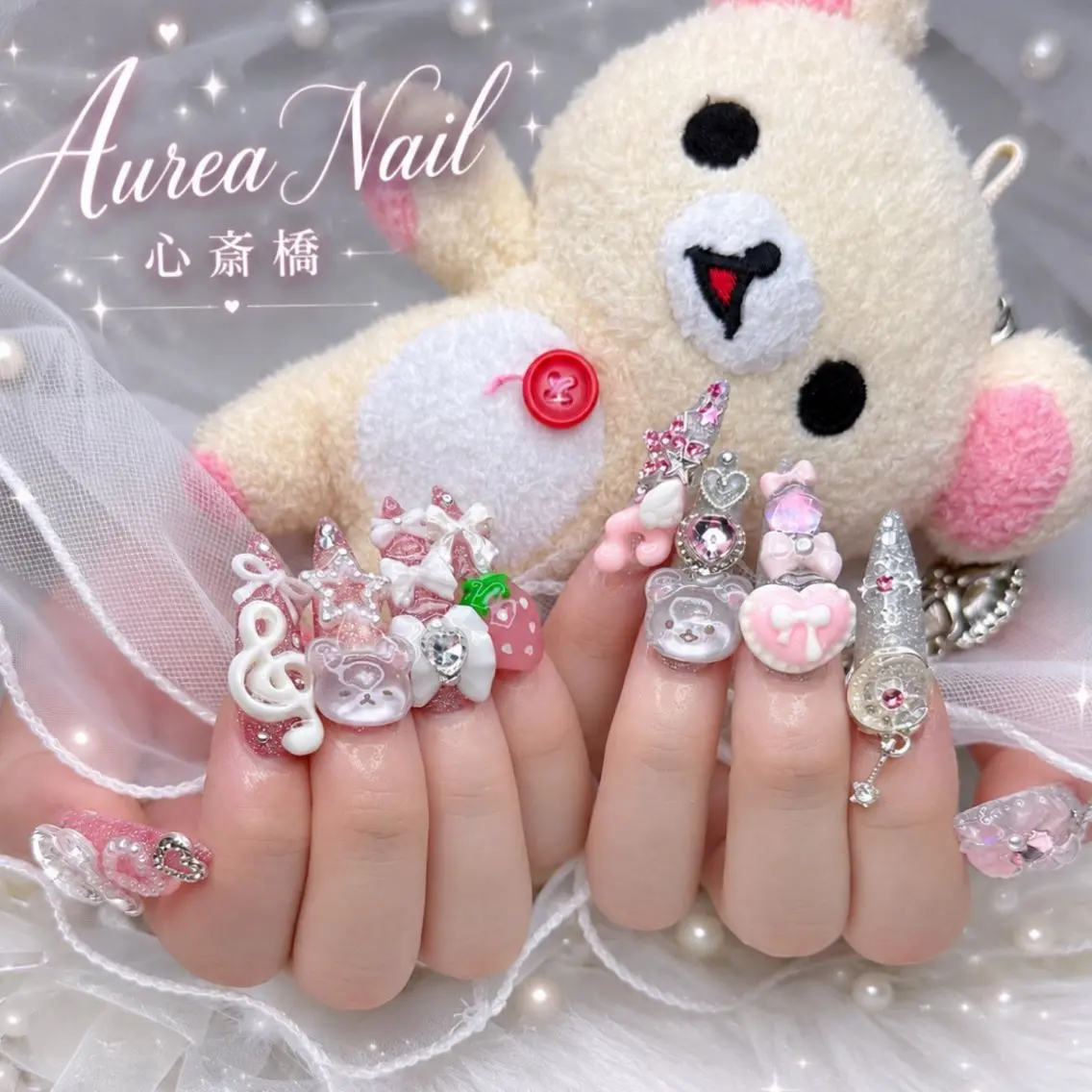 ネイル 長さ出し フレンチネイル 韓国ネイル ロングネイル シンプルネイル ハンドネイル いちごちゃん Aureaのネイルデザイン
