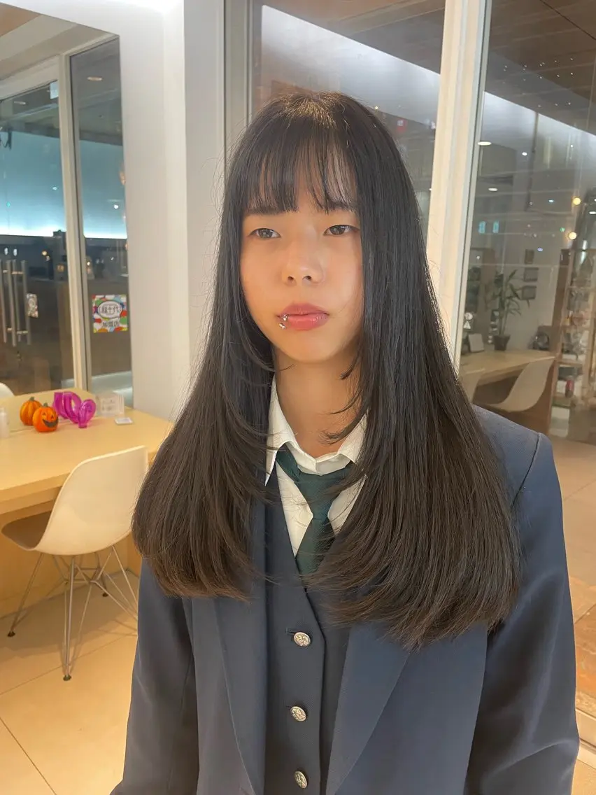 ロング 顔まわりレイヤー 姫カット 韓国風ヘア レイヤーカット ロング 🧸SAKI🎀 韓国レイヤーのヘアスタイル