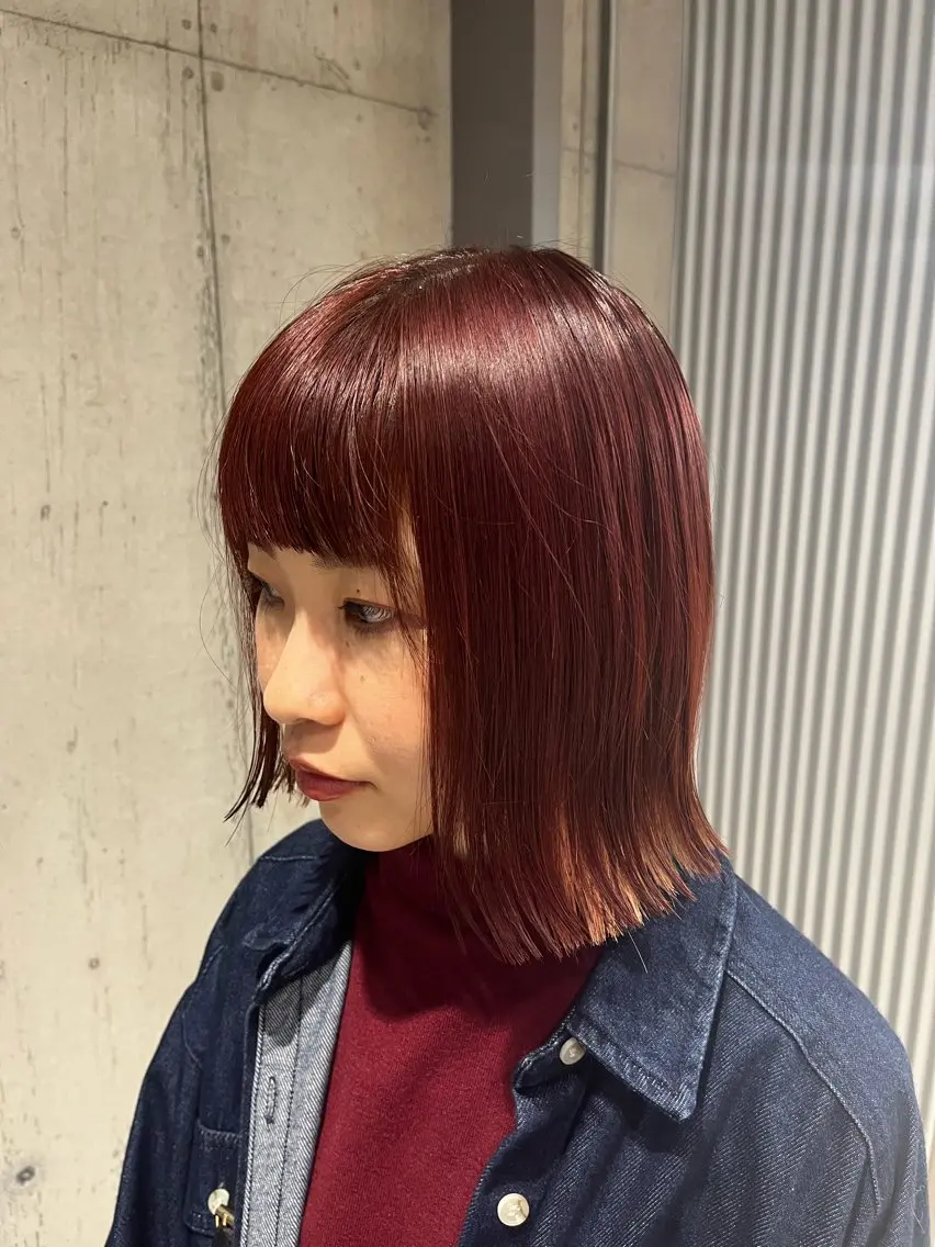 ミディアム カラー ヘアアレンジ カット ヘアカラー トリートメント 垢抜けボブ×透明 感カラーリクト💥のヘアスタイル