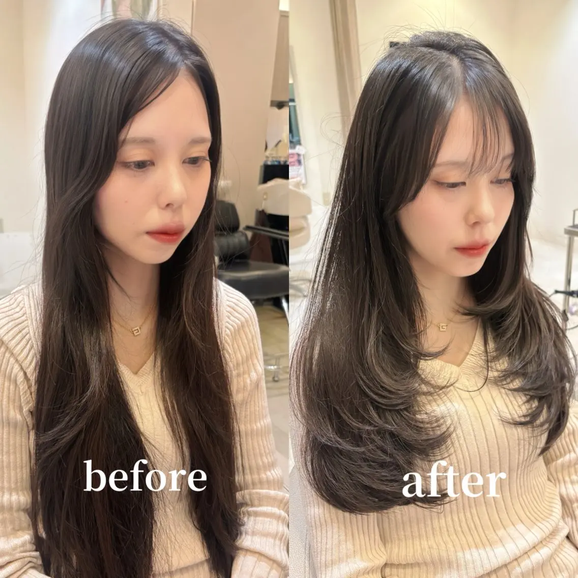 ロング レイヤーカット ロング カット レイヤーカット /朝尾愛花のヘアスタイル