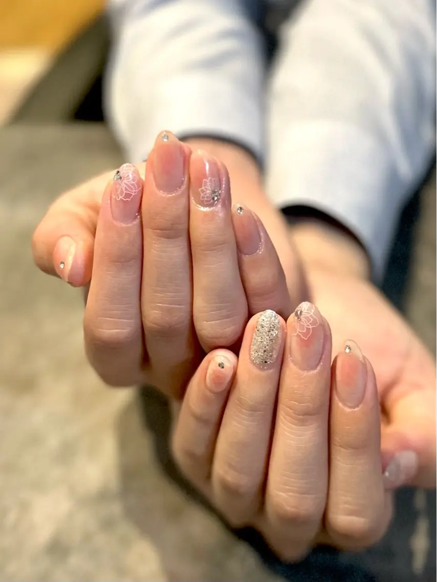 ネイル フラワーネイル 大理石ネイル(マーブル) ニュアンスネイル シンプルネイル nail salon amanoのネイルデザイン