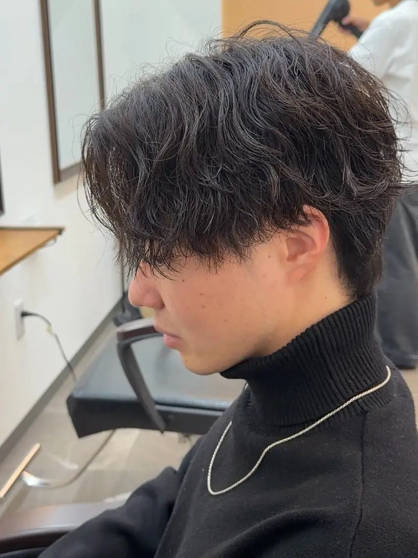 ショート パーマ メンズ カット パーマ トリートメント ヘアセット 新宿メンズ専門 メンズパーマ特化のヘアスタイル