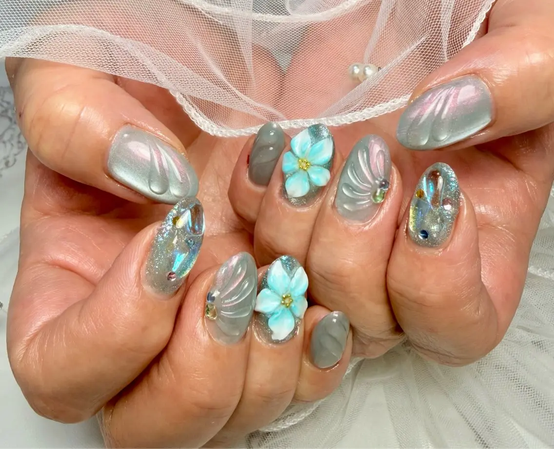 ネイル アニマル柄 アートネイル チークネイル フラッシュネイル フラッシュマグ Mai’s nailのネイルデザイン