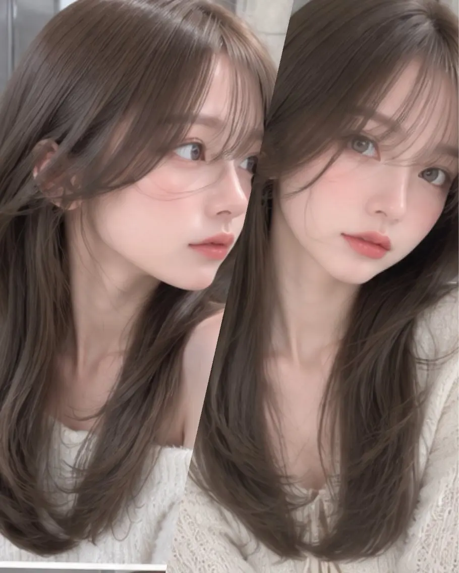 ロング カラー 💠透明感グレージュ /韓国風レイヤー💠のヘアスタイル