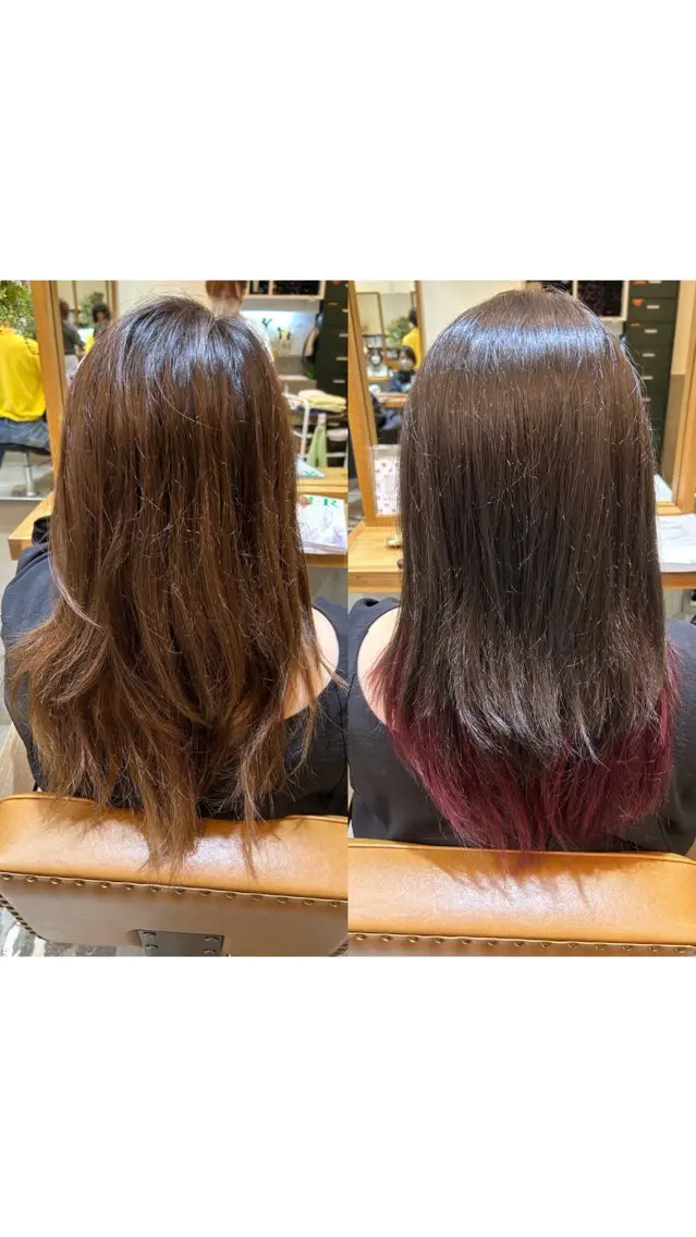 ミディアム カラー カット ヘアカラー トリートメント 若狭 彩花のヘアスタイル