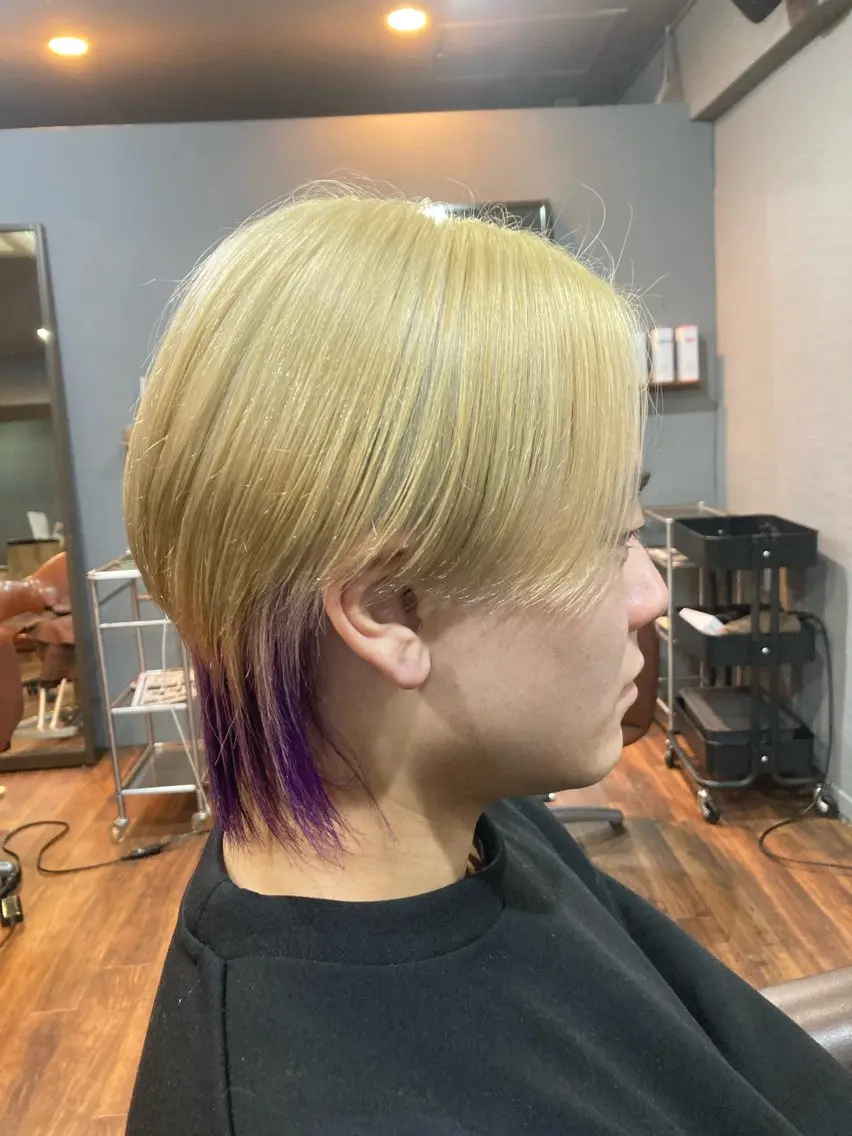 ショート カラー メンズ センターパート メンズウルフカット 黒髪 ウルフカット カット ヘアカラー トリートメント FUGO原宿【代表】 髪質改善/イイヌマのヘアスタイル
