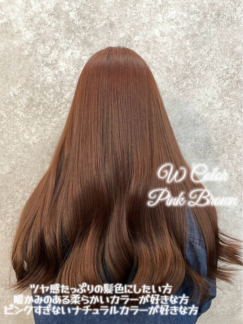 セミロング カラー ブリーチ ブラウンカラー ダブルカラー ピンクカラー ピンクブラウン ヘアカラー トリートメント 🍑ももか🍑透明感 カラー/赤羽🎀のヘアスタイル