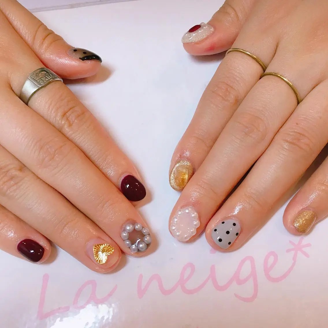 ネイル ハート La neige* yuki 🐩🌙のネイルデザイン