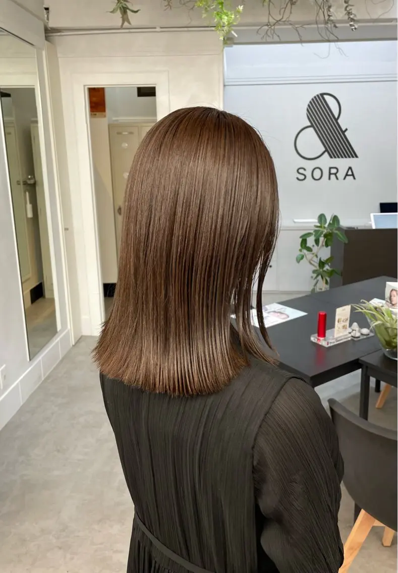 ミディアム カラー アッシュ アッシュブラウン ブラウンカラー 透明感カラー 髪質改善 ヘアカラー トリートメント 川上拓真 ✂︎学芸大学のヘアスタイル