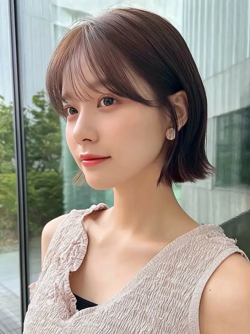 ショート カラー 透明感カラー ボブ くびれヘア 顔周りカット 韓国風ヘア カット ヘアカラー トリートメント 🫧ナオ🫧 /韓国 ヘア/ マンツーマンのヘアスタイル
