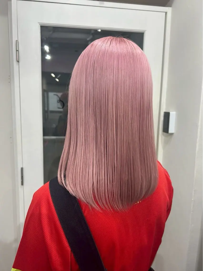 セミロング ヘアカラー トリートメント 💗ピンクカラー/ はるか💗のヘアスタイル