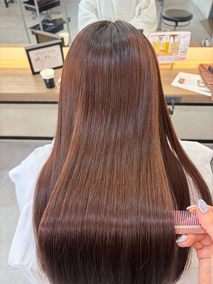 ロング カット 縮毛矯正 トリートメント 透明感/レイヤー /ダブルカラー🪽のヘアスタイル