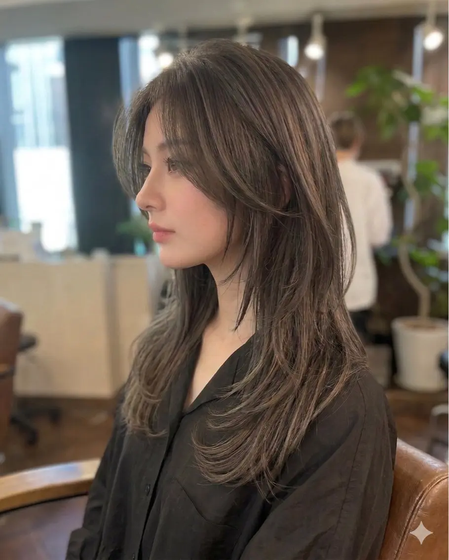 ロング カラー パーマ ロングレイヤー オーガニックカラー レイヤーカット ロング 艶髪/髪質改善/ レイヤー/鈴木慎一のヘアスタイル