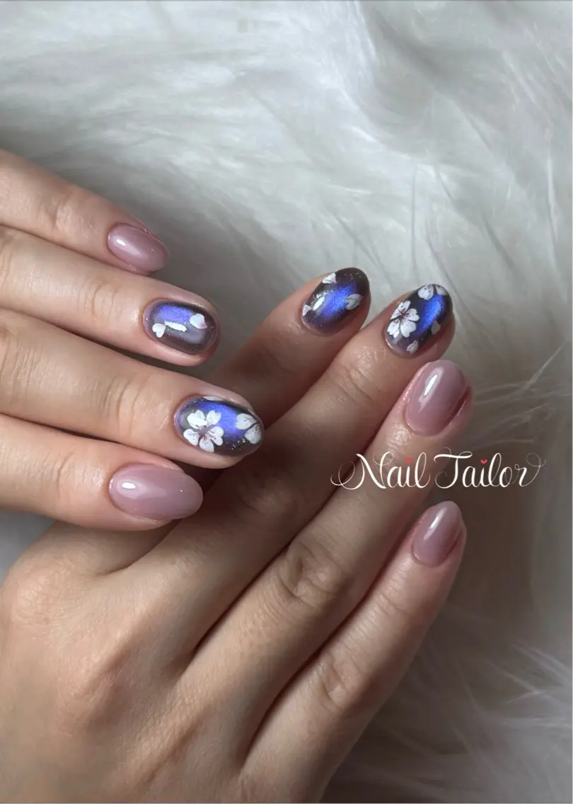 ネイル 桜ネイル マグネットネイル ハンドネイル NailTailor ネイルテイラーのネイルデザイン