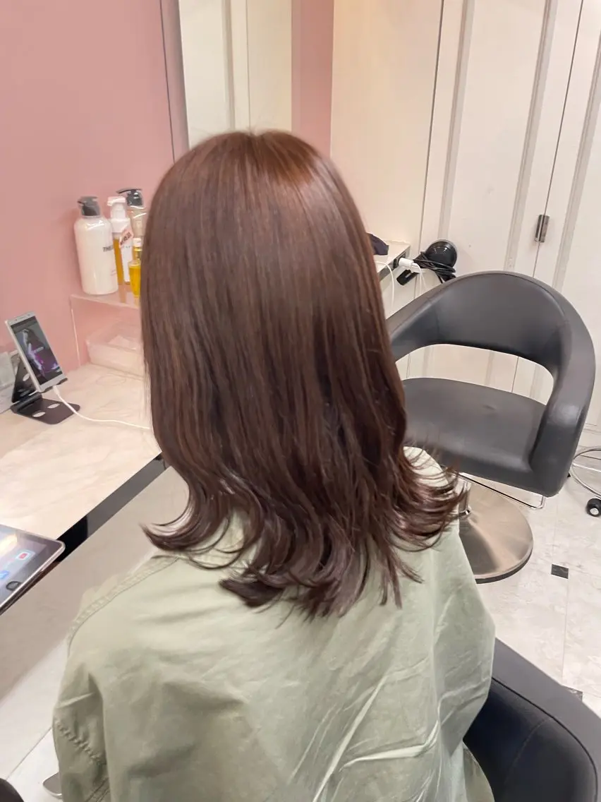 セミロング カラー ヘアアレンジ 💖艶と似合わせ💖 ブリーチ縮毛矯正💖のヘアスタイル