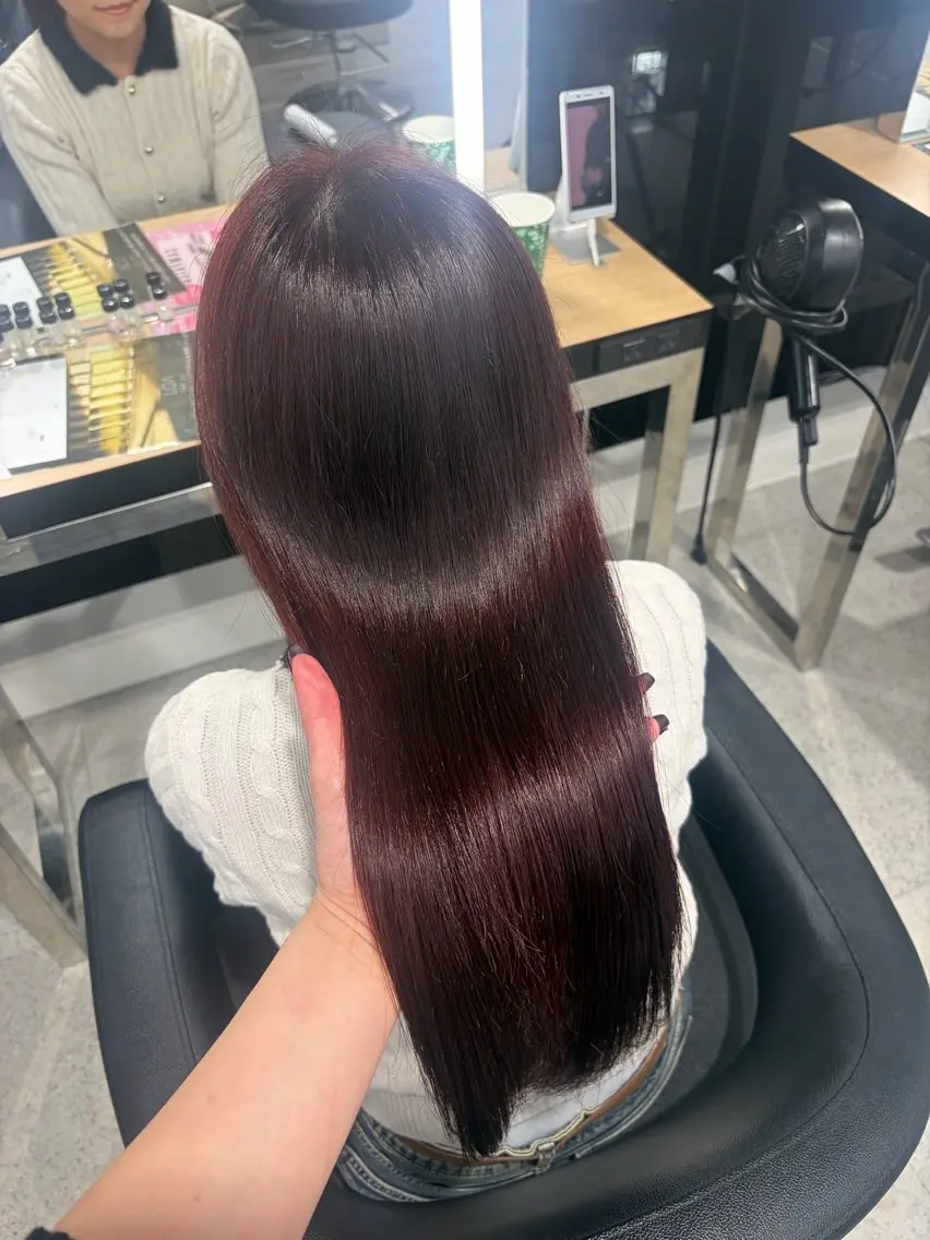 ロング カラー ブリーチ 髪質改善 トリートメント ヘアカラー トリートメント 💗愛され暖色💗 ピンク/レッド💗のヘアスタイル