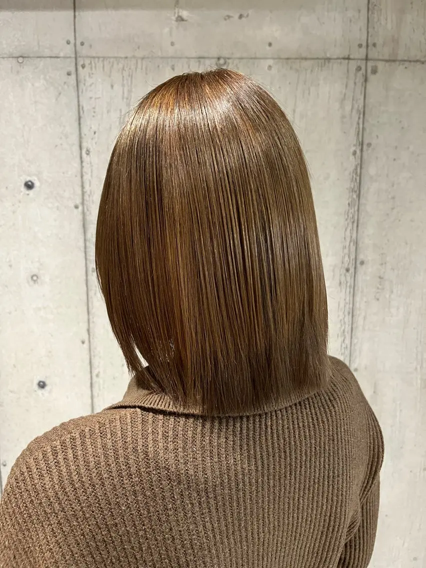 ミディアム カラー ヘアカラー トリートメント 大人かわいい艶ボブ ・リクト💥のヘアスタイル
