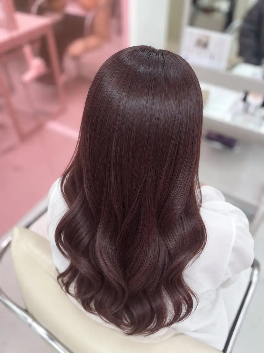 ロング ピンクブラウン 髪質改善 韓国風ヘア トリートメント COCO_ Minonのヘアスタイル