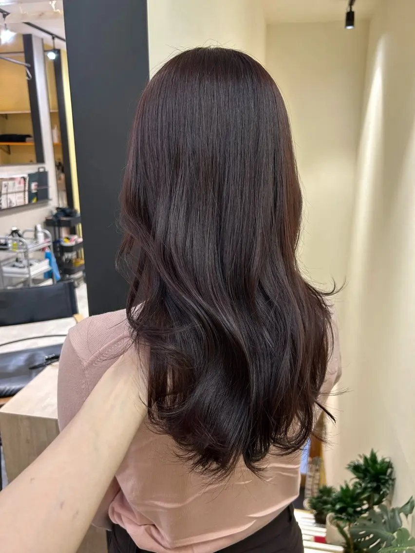 ロング カラー ブラウンカラー レッドカラー レッドブラウン カット ヘアカラー トリートメント hubhair レイヤー/透明感のヘアスタイル