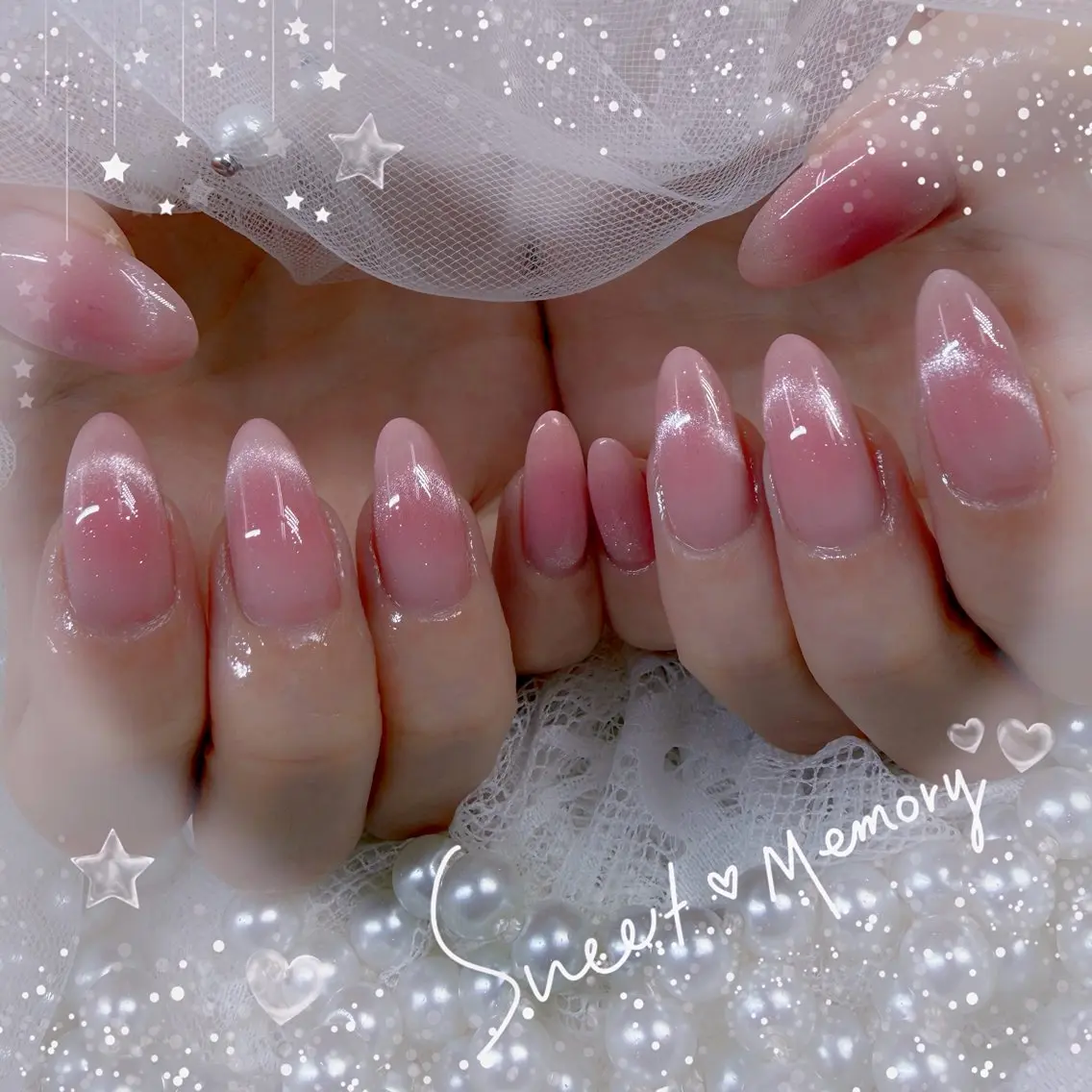 ネイル チークネイル フレンチネイル ガーリー ガラスフレンチ グラデーション ハンドネイル ハンドケア Chill Nailsalonのネイルデザイン