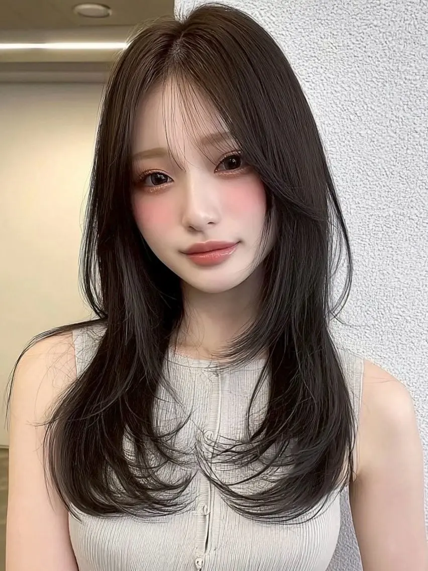 ロング 髪質改善 レイヤーカット カット ヘアカラー トリートメント JUNA💜/艶カ ラー/艶髪/髪質改善のヘアスタイル
