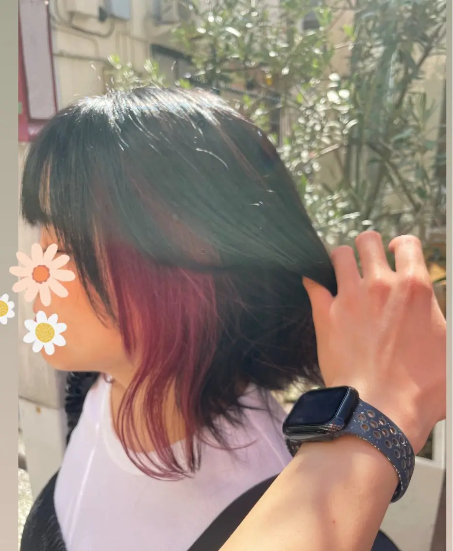 セミロング カラー インナーカラー パープルカラー カット ヘアカラー トリートメント EARTH菊名店👾 ひらのすぐるのヘアスタイル