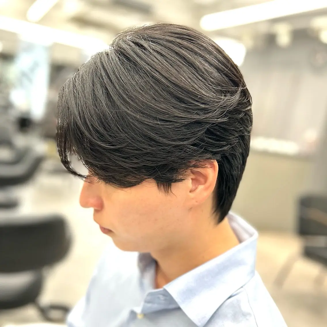 ミディアム メンズ センターパート カット トリートメント 韓国ヘア🇰🇷 メンズパーマ/つかさのヘアスタイル