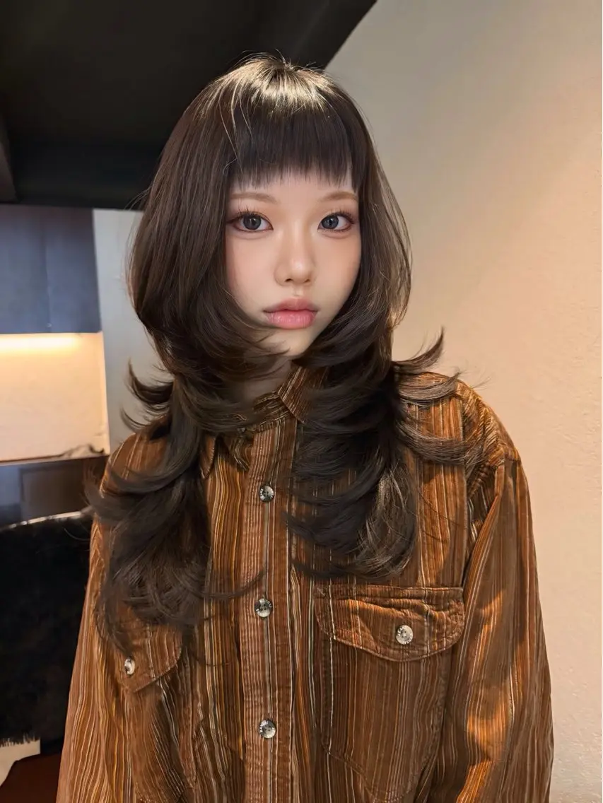 ロング レイヤーカット シャギー カット トリートメント DEAN ISLA 海外風ヘアサロンのヘアスタイル