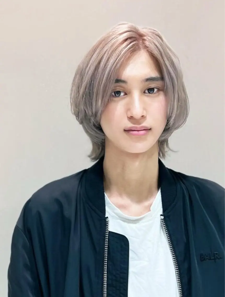 ミディアム メンズ 透明感デザインカラー /髙橋/白髪ぼかし可のヘアスタイル