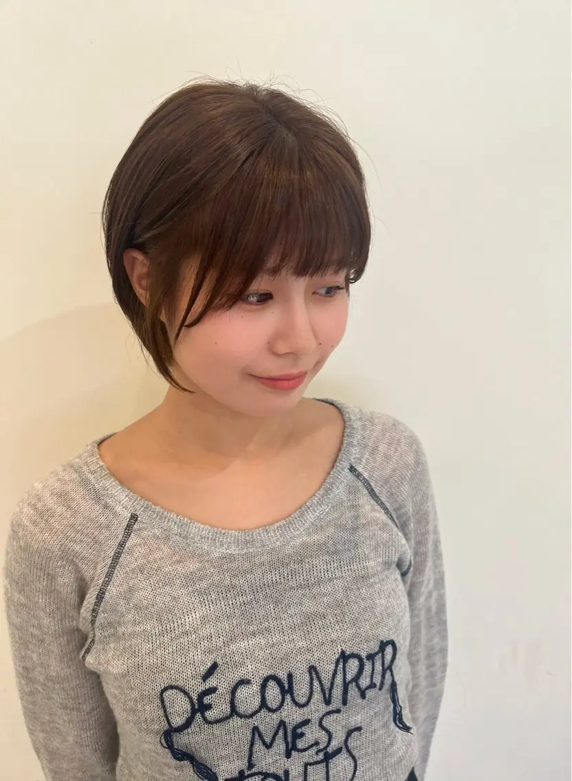 ショート カラー ショートボブ ベージュカラー ボブ ショートヘア カット ヘアカラー トリートメント 興津/韓国レイヤー ダブルカラー美髪縮毛のヘアスタイル