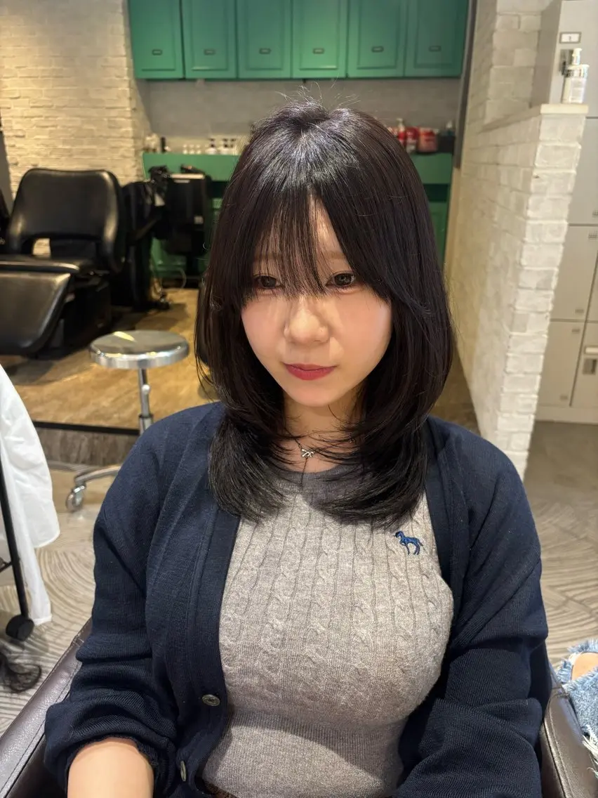 ミディアム カラー ハッシュカット レイヤーカット 盛れるレイヤー/ 髪質改善/遠藤龍雅のヘアスタイル