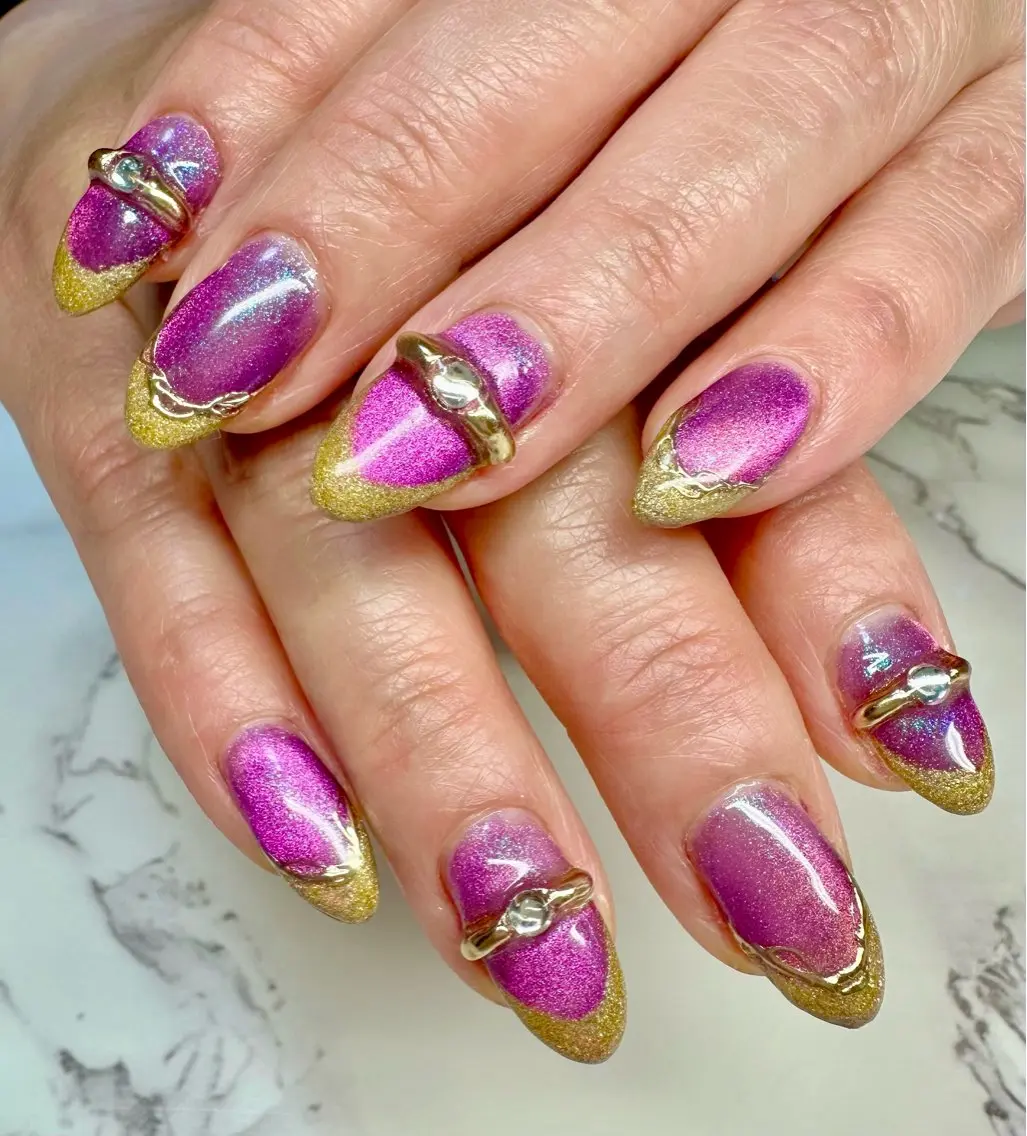 ネイル アートネイル チークネイル キラキラネイル ラメ(グリッター) マグネットネイル Mai’s nailのネイルデザイン