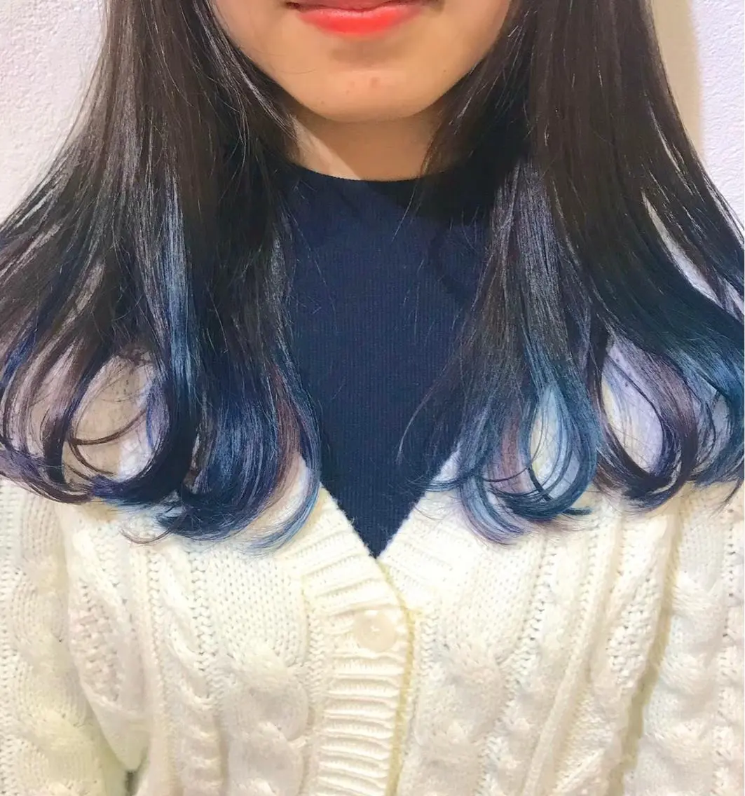 ロング カラー ブルーカラー ラベンダーカラー 藤井 貴美子のヘアスタイル