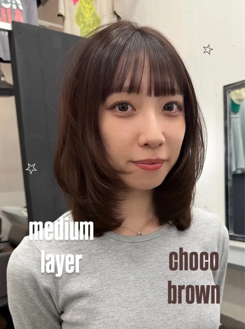 ミディアム ミディアムレイヤー レイヤーカット カット ヘアカラー MIKI /縮毛矯正 /レイヤーカットのヘアスタイル