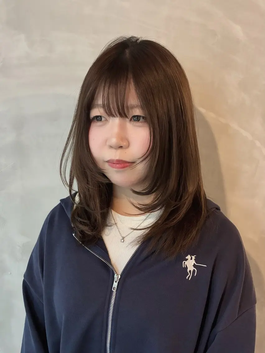 セミロング レイヤーカット カット ヘアカラー トリートメント 「似合わせ/髪質改善 《ワタル》」のヘアスタイル