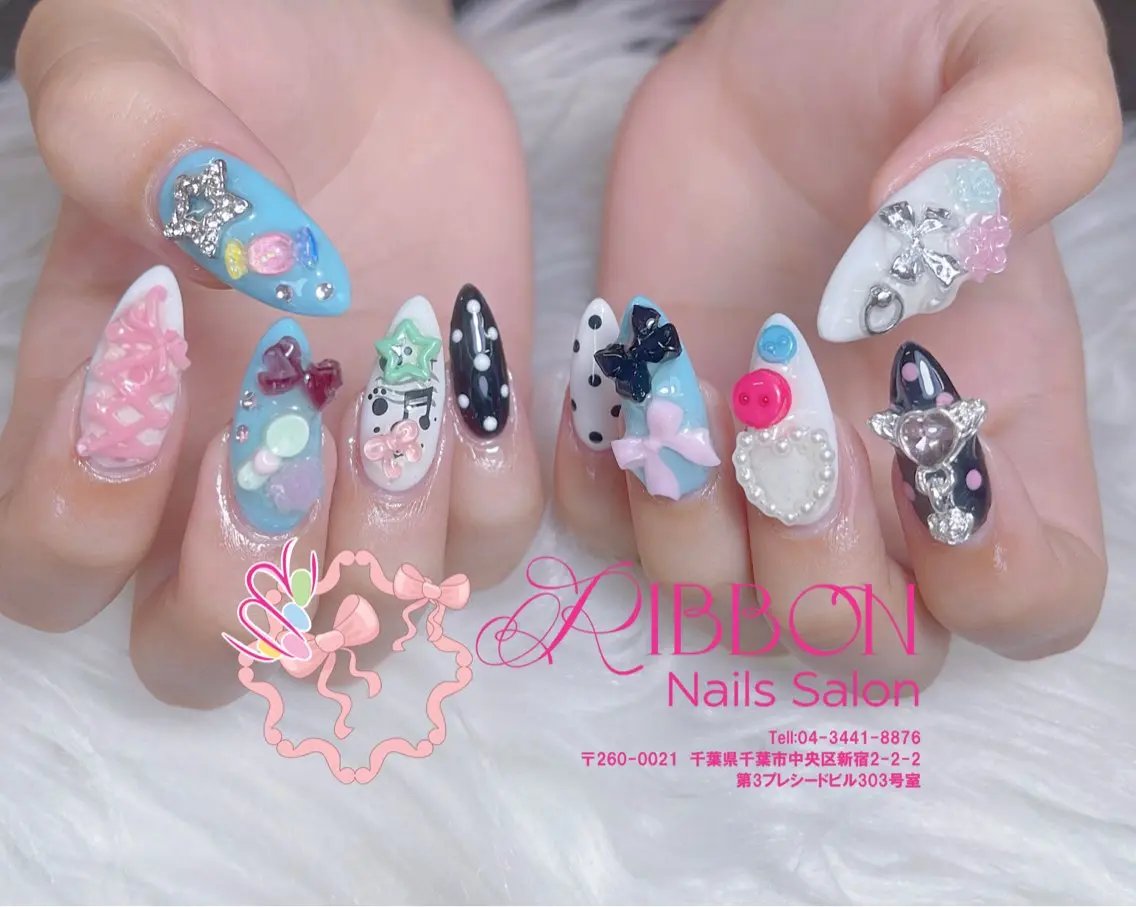 ネイル フットネイル フレンチネイル ジェルネイル マグネットネイル 持ち込み ハンドネイル Ribbonnail salonのネイルデザイン