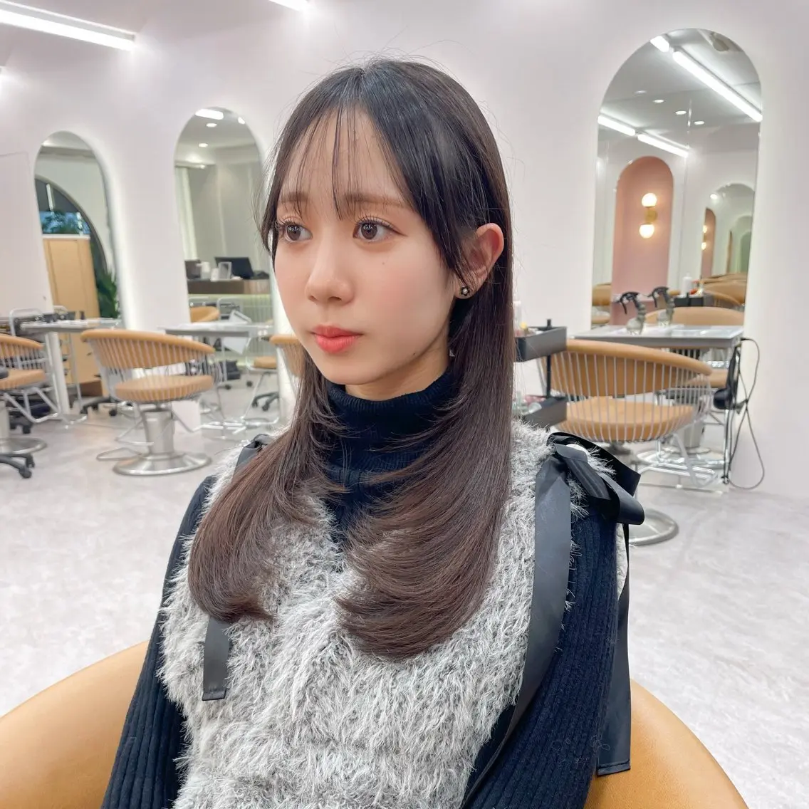 ロング 韓国風ヘア レイヤーカット 縮毛矯正/ストンボブ Wカラー💎ヒデジのヘアスタイル
