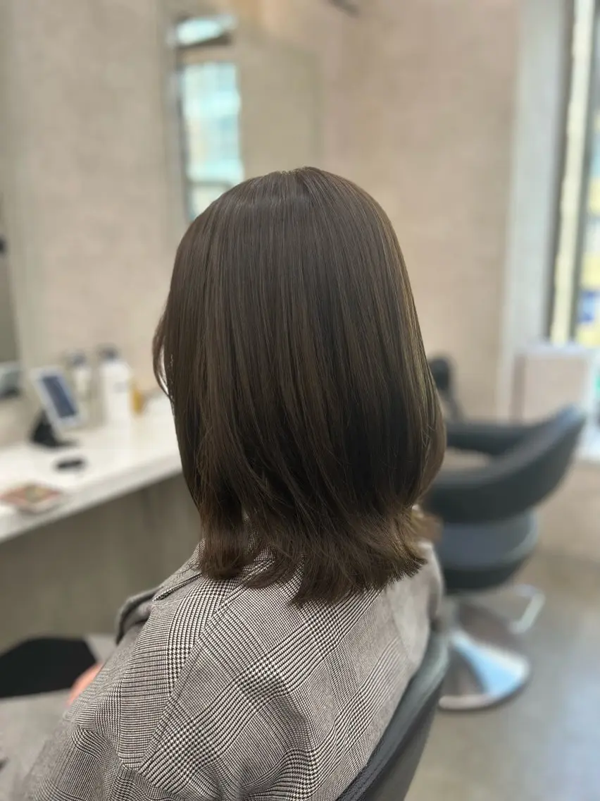 ミディアム カラー パーマ ヘアアレンジ メンズ キッズ ヘアカラー トリートメント ヘアセット ブリーチなしカラー/ ブラウン/レイヤーのヘアスタイル