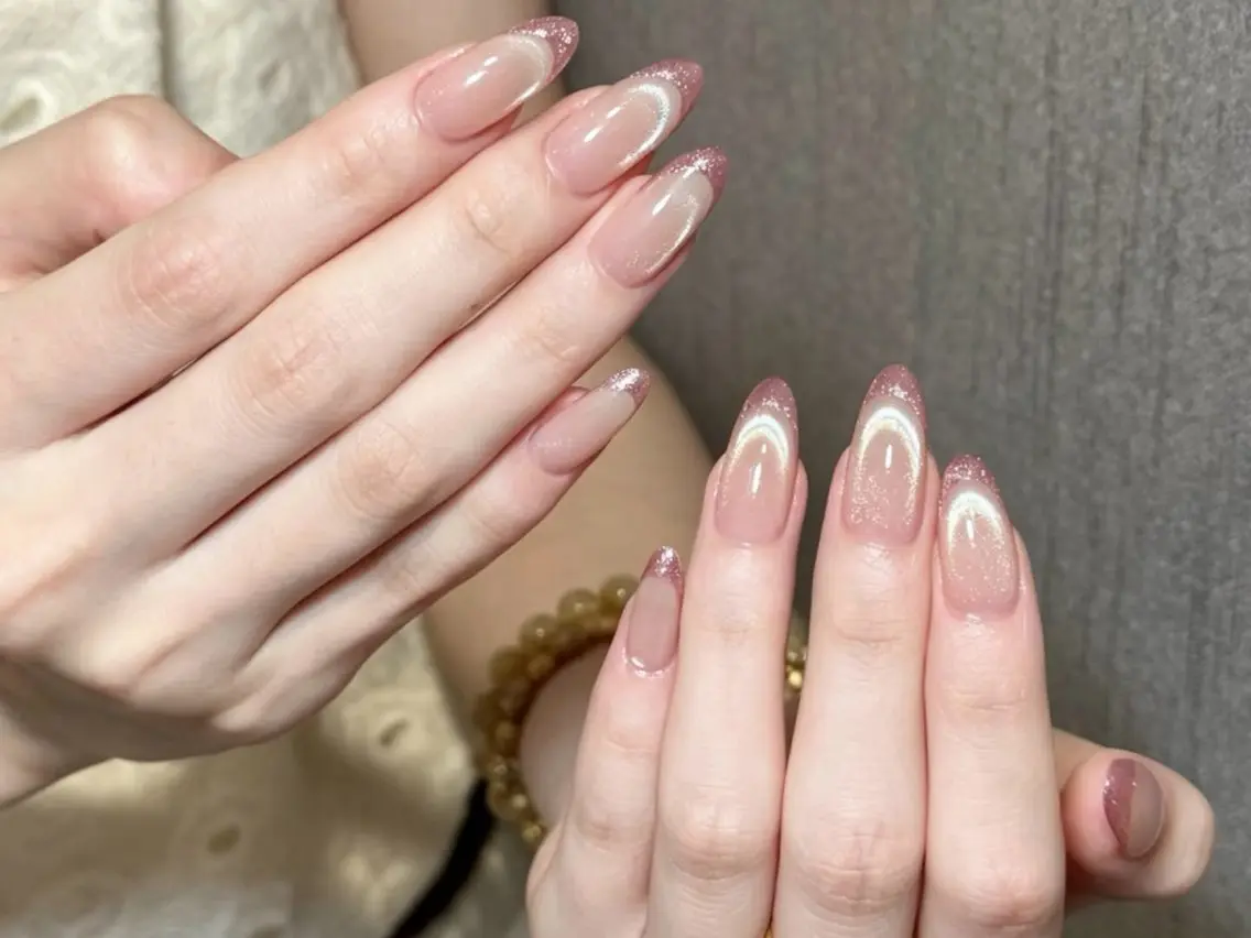 ネイル チークネイル フットネイル フレンチネイル ジェルネイル ガラスフレンチ ハンドネイル Yoxie ミキのネイルデザイン