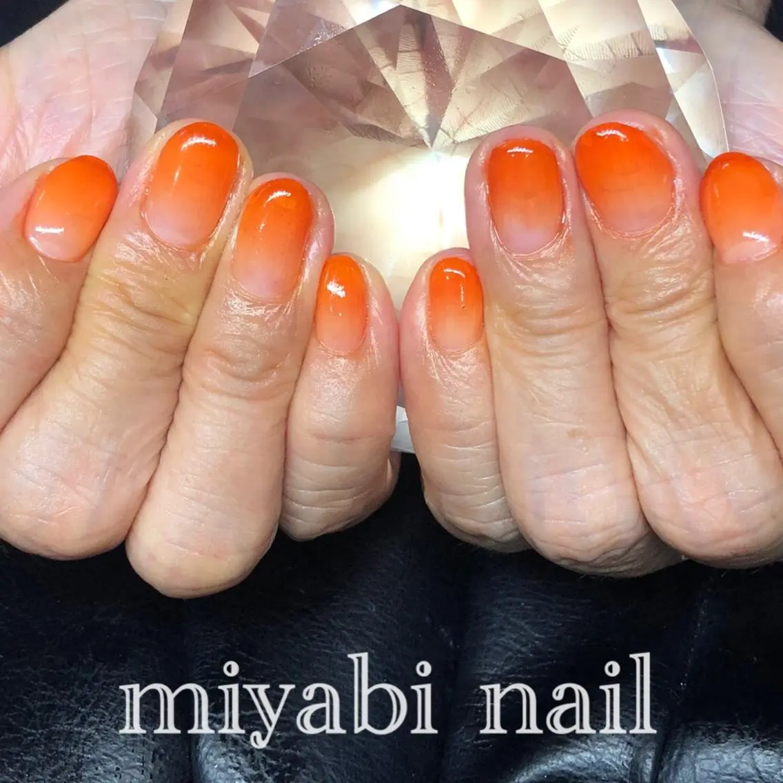 ネイル ジェルネイル グラデーション オレンジ ハンドネイル miyabi nail 桂川駅近くのネイルデザイン