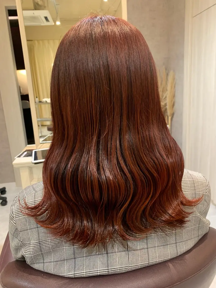 ロング カラー ブリーチ ブリーチなしカラー レッドカラー ヘアカラー トリートメント Yuuki🌷名古屋 栄 カラー/ボブのヘアスタイル