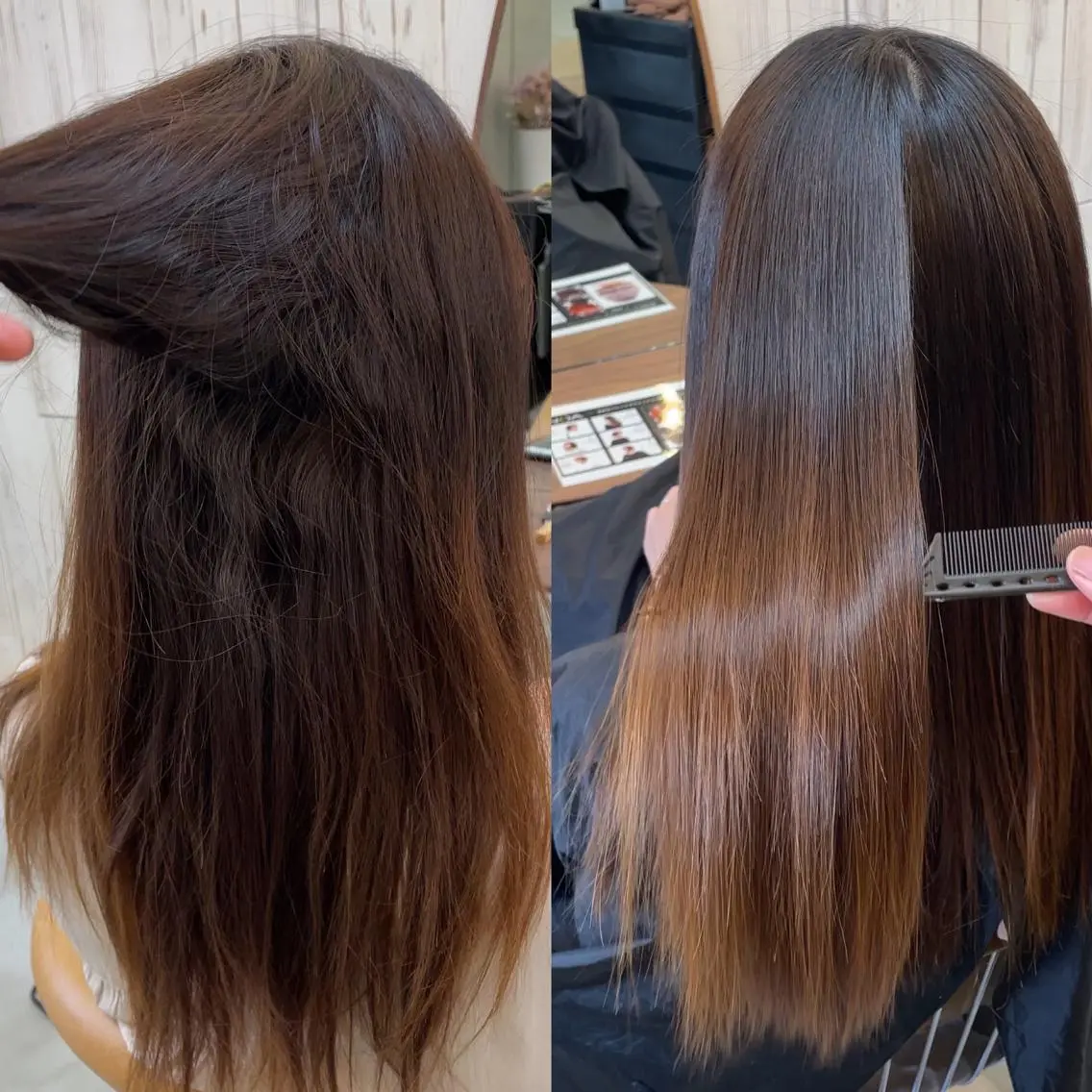 ロング パーマ 髪質改善縮毛矯正 ボブレイヤーRINAのヘアスタイル