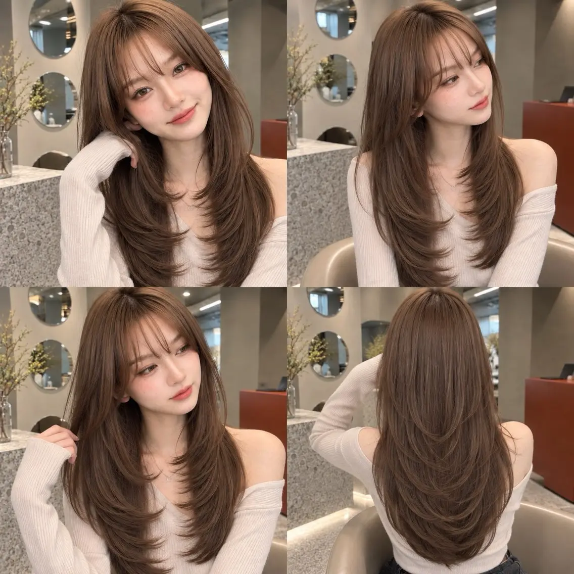 ロング カラー カット ヘアカラー トリートメント 🦋韓国風レイヤー/ 艶髪矯正🦋凛太郎のヘアスタイル