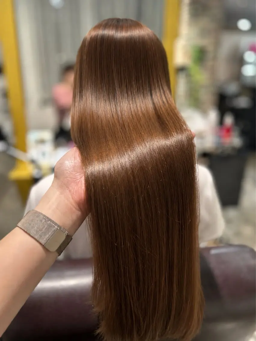 ロング カット 縮毛矯正 トリートメント 縮毛矯正／レイヤー／ 💗mizukiのヘアスタイル