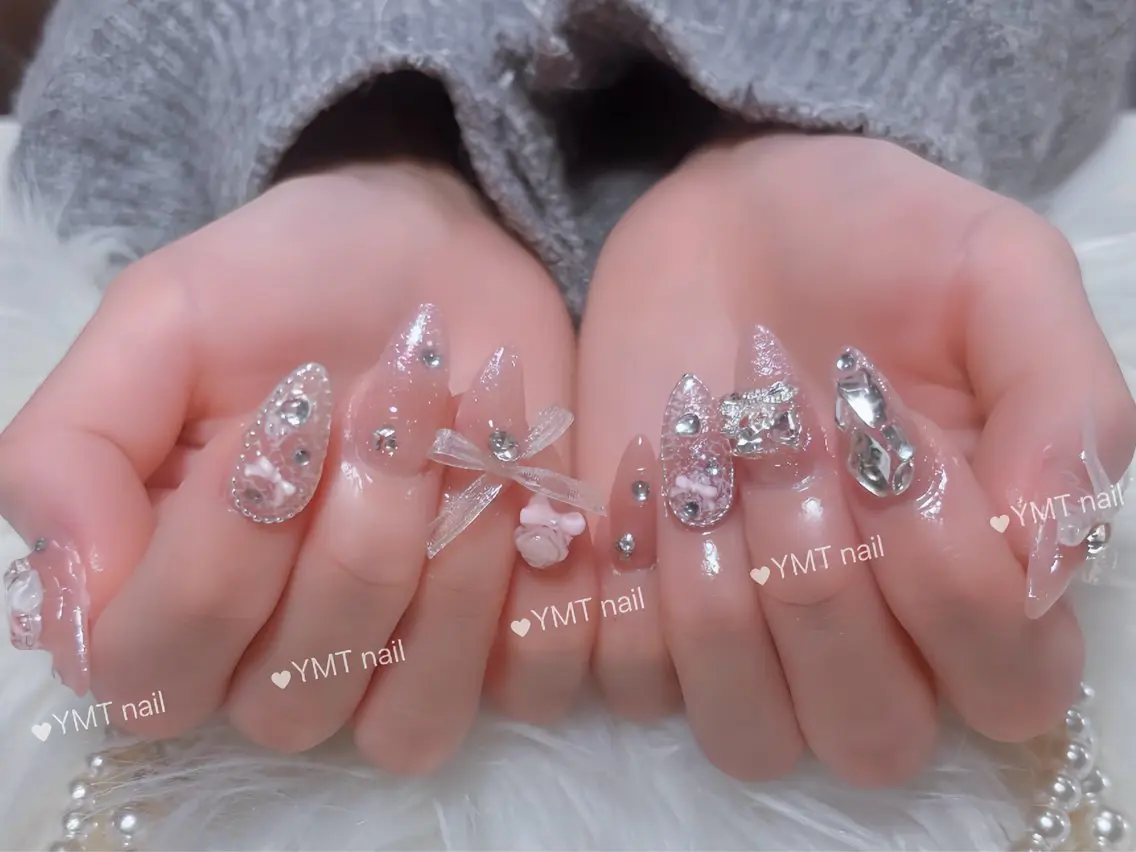 ネイル 長さ出し フットネイル ジェルネイル 韓国ネイル マグネットネイル ハンドネイル YMT NailStudioのネイルデザイン