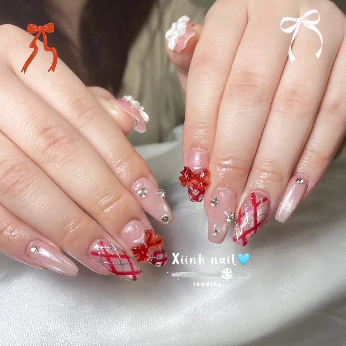 ネイル ブラウン チークネイル 桜ネイル 長さ出し フットネイル ハンドネイル XIINH NAIL SALONのネイルデザイン