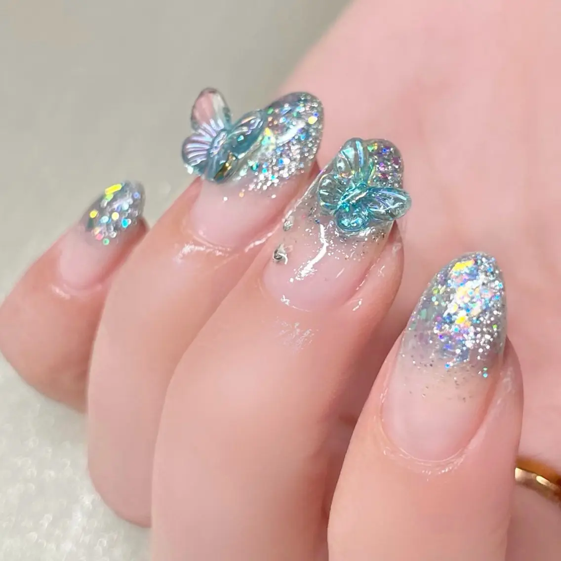 ネイル 長さ出し ストーンネイル ハンドネイル Nailist suzuのネイルデザイン