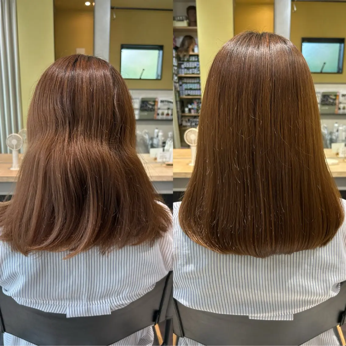 セミロング パーマ 髪質改善 ストレートパーマ カット 縮毛矯正 トリートメント hubhair レイヤー/透明感のヘアスタイル