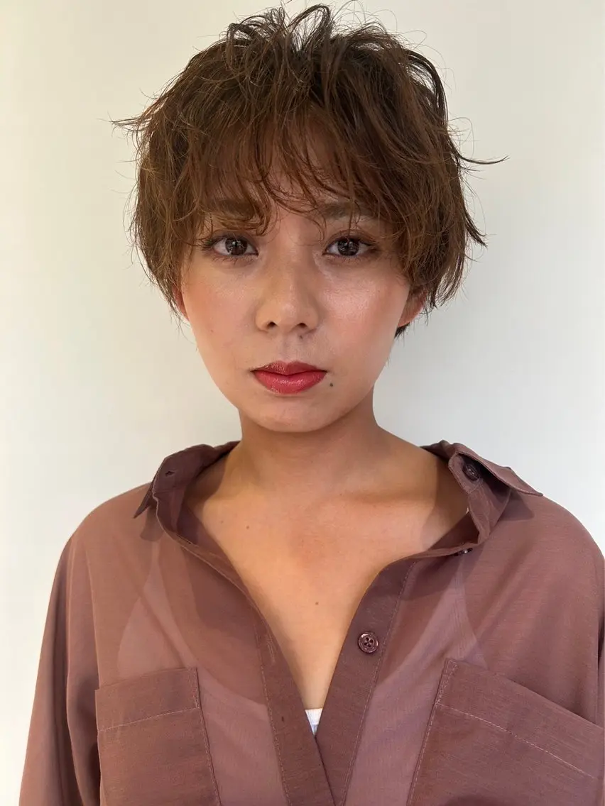 ショート カラー パーマ ショートヘア 似合わせ✨透明感🫧 佐藤優斗のヘアスタイル