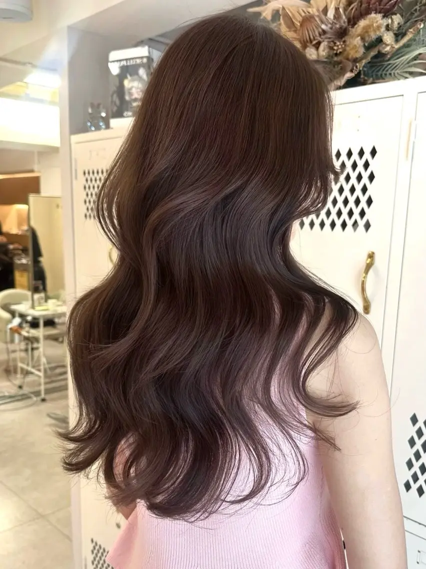 ロング カラー レイヤーカット トリートメント カット ヘアカラー 韓国ヘア🦢🖤 Sayumiのヘアスタイル